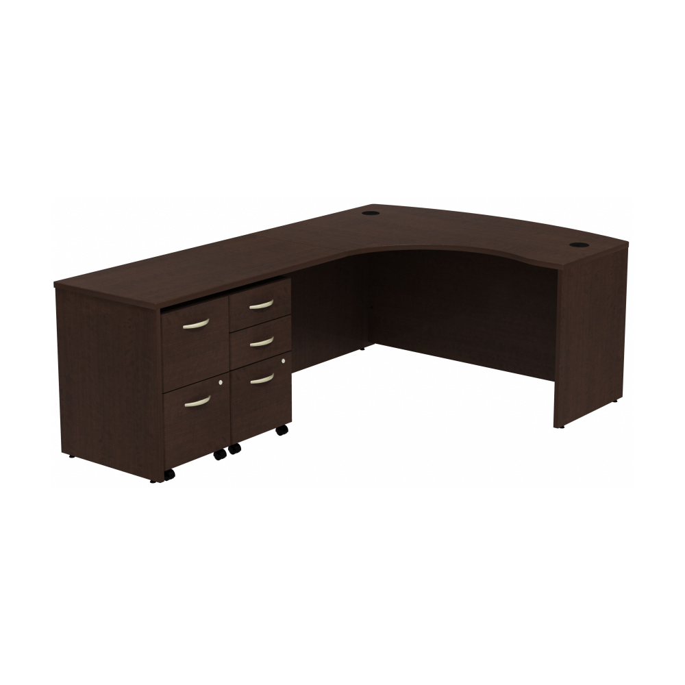 Series C Bow Front Left Handed L Shaped Desk with 2 Mobile Pedestals
