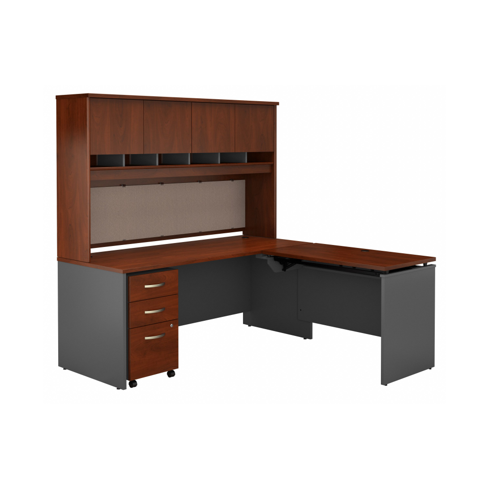 Series C 72W x 30D 3 Position Sit to Stand L Shaped Desk with Hutch and Mobile File Cabinet