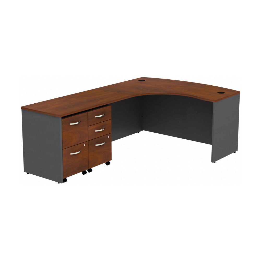 Series C Bow Front Left Handed L Shaped Desk with 2 Mobile Pedestals