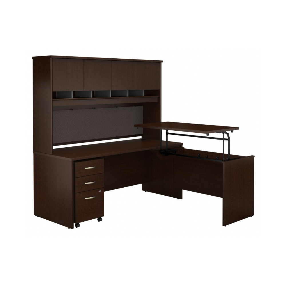 Series C 72W x 30D 3 Position Sit to Stand L Shaped Desk with Hutch and Mobile File Cabinet