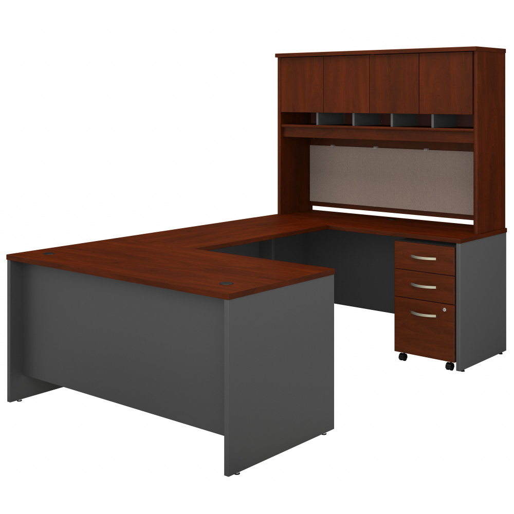 Series C 60W U Shaped Desk with Hutch and Mobile File Cabinet