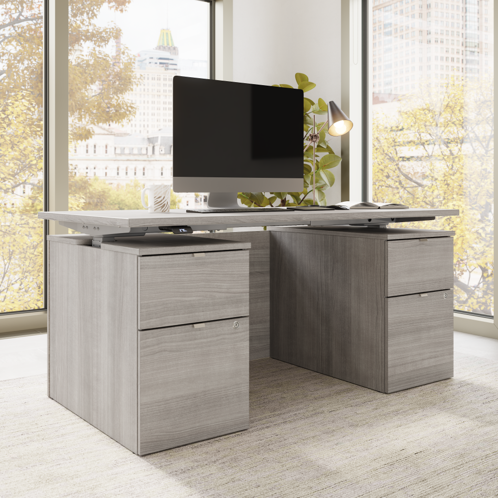 Stratus 60W x 30D Electric Standing Desk with Drawers and Modesty Panel