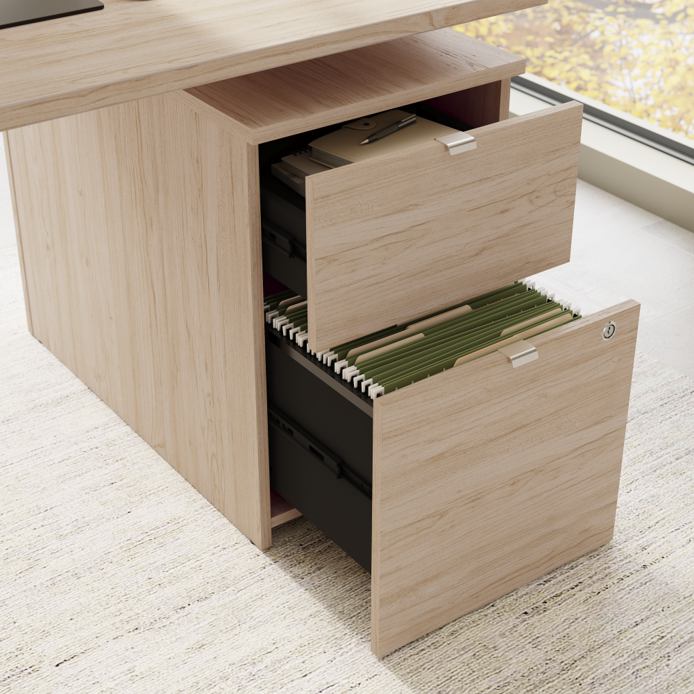 Stratus 60W x 30D Electric Standing Desk with Drawers and Modesty Panel