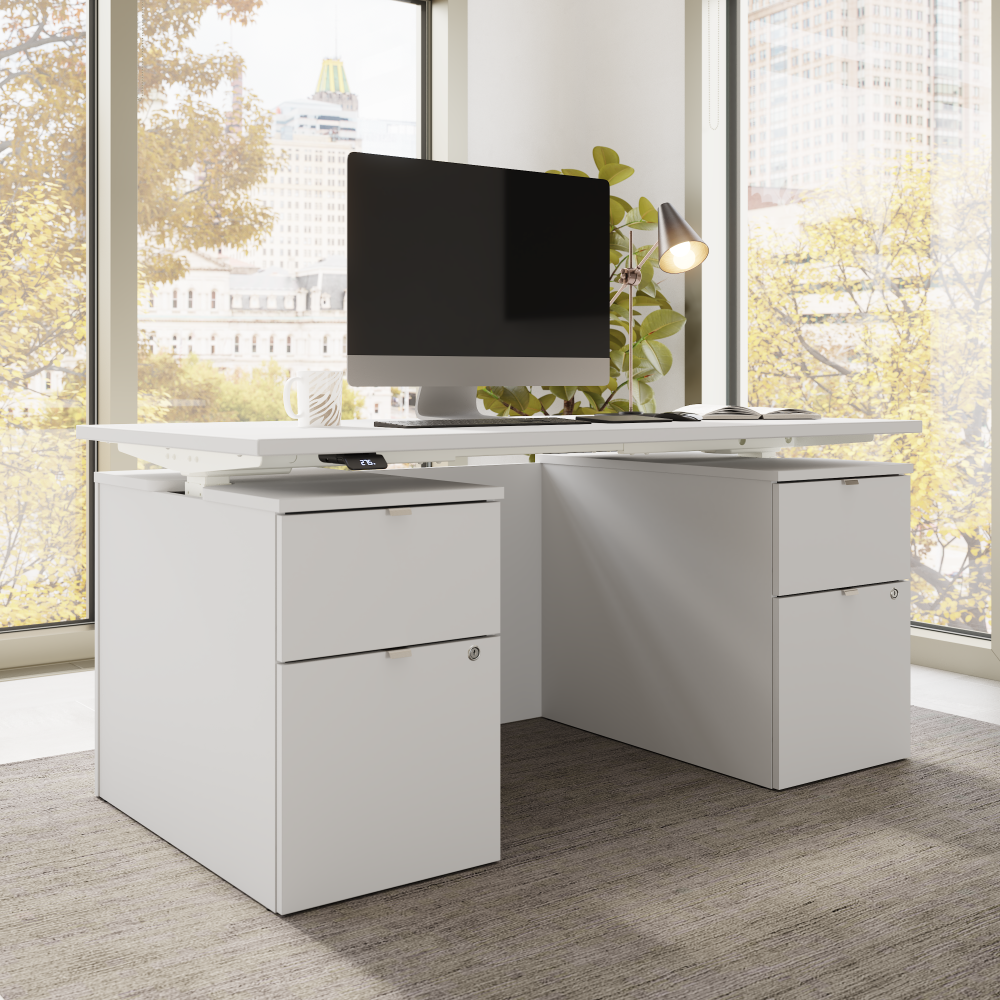 Stratus 60W x 30D Electric Standing Desk with Drawers and Modesty Panel
